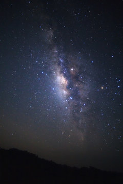 Milky way over mountain with stars and space dust in the universe at Phu Hin Rong Kla National Park,Phitsanulok Thailand