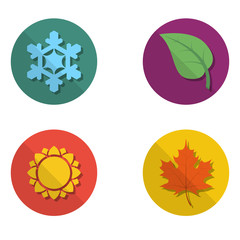 Four colored icons with seasons.