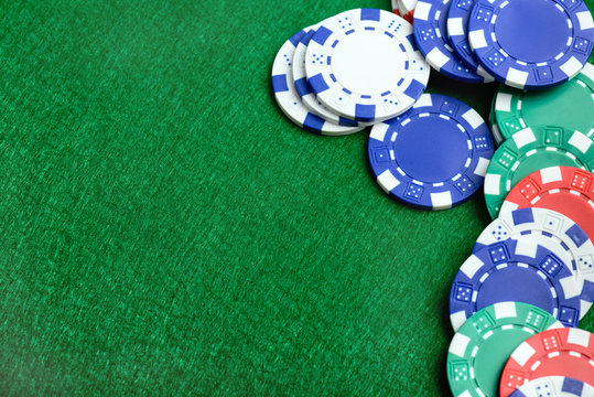 Casino table and poker chips