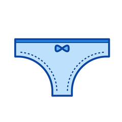 Thong pantie vector line icon isolated on white background. Thong pantie line icon for infographic, website or app. Blue icon designed on a grid system.