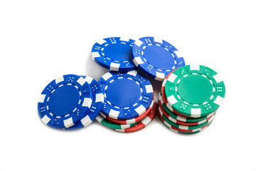 Casino poker chips isolated