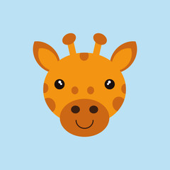 cute giraffe face cartoon vector