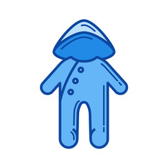 Baby sleepsuit vector line icon isolated on white background. Baby sleepsuit line icon for infographic, website or app. Blue icon designed on a grid system.