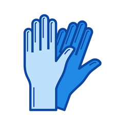 Fototapeta premium Protective gloves vector line icon isolated on white background. Protective gloves line icon for infographic, website or app. Blue icon designed on a grid system.