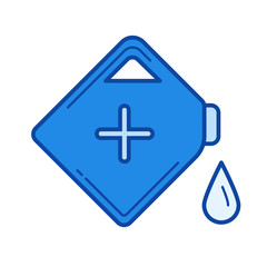 Fototapeta premium Gasoline can vector line icon isolated on white background. Gasoline can line icon for infographic, website or app. Blue icon designed on a grid system.