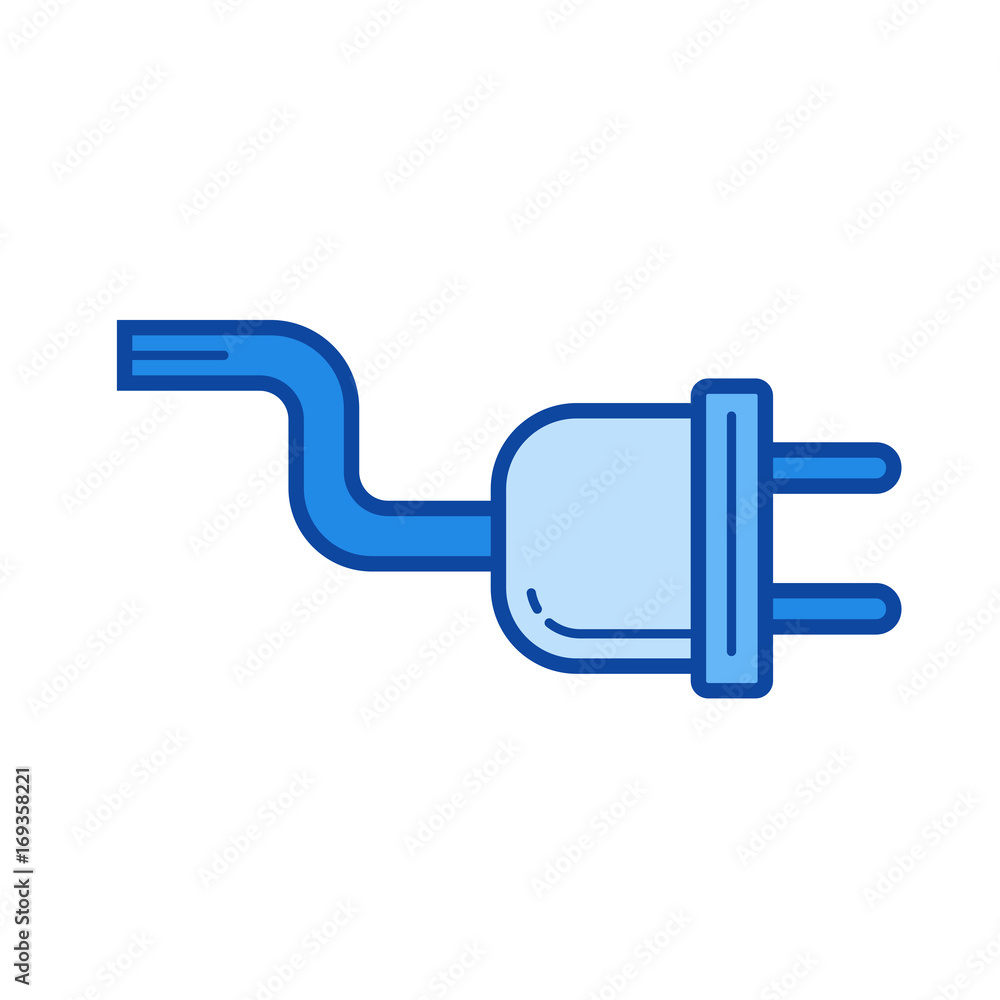 Sticker power cord vector line icon isolated on white background. power cord line icon for infographic, webs