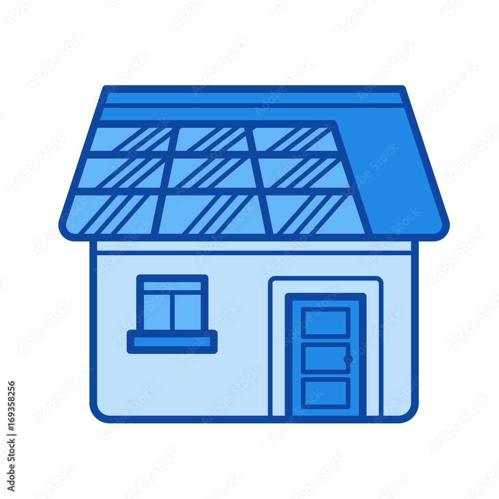 Poster power efficient house vector line icon isolated on white background. power efficient house line icon