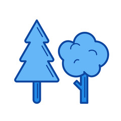 Forest vector line icon isolated on white background. Forest line icon for infographic, website or app. Blue icon designed on a grid system.