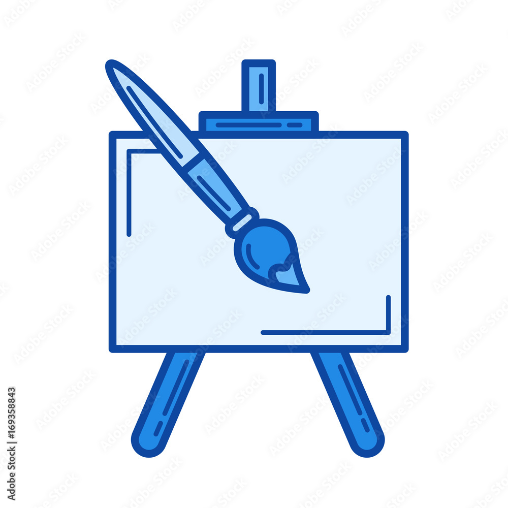 Poster easel vector line icon isolated on white background. easel line icon for infographic, website or app