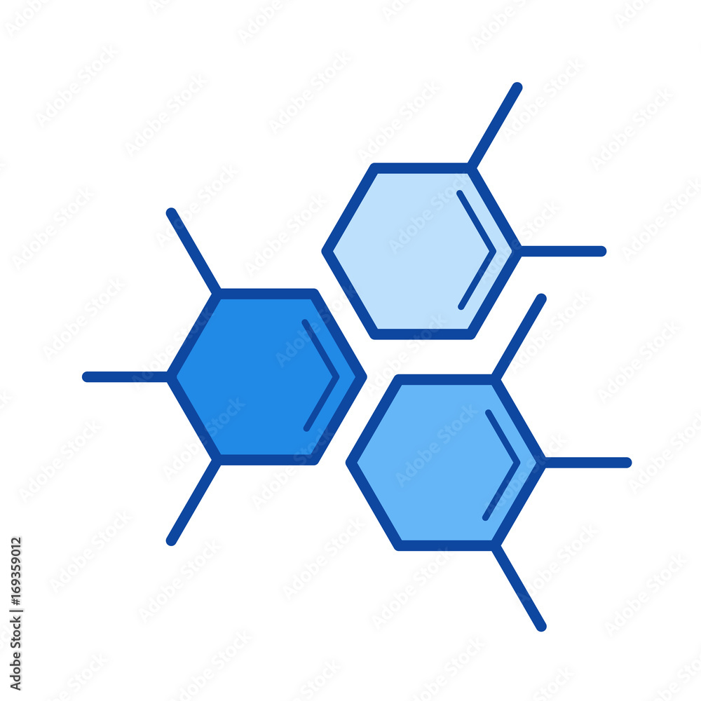 Poster molecular structure vector line icon isolated on white background. molecular structure line icon for