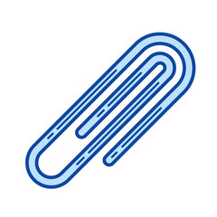 Paper clip vector line icon isolated on white background. Paper clip line icon for infographic, website or app. Blue icon designed on a grid system.