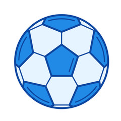 Obraz premium Soccer ball vector line icon isolated on white background. Soccer ball line icon for infographic, website or app. Blue icon designed on a grid system.