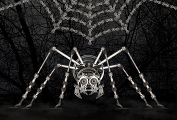 Steampunk style futuristic spider