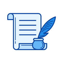 Honor certificate vector line icon isolated on white background. Honor certificate line icon for infographic, website or app. Blue icon designed on a grid system.