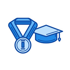 Best student vector line icon isolated on white background. Best student line icon for infographic, website or app. Blue icon designed on a grid system.