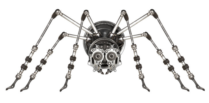 Steampunk style futuristic spider