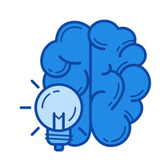 Creative process vector line icon isolated on white background. Creative process line icon for infographic, website or app. Blue icon designed on a grid system.