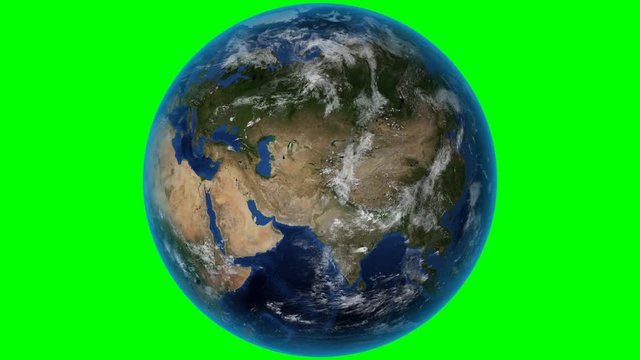 Turkey. 3D Earth in space - zoom in on Turkey outlined. Green screen background