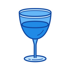 Wine glass vector line icon isolated on white background. Wine glass line icon for infographic, website or app. Blue icon designed on a grid system.