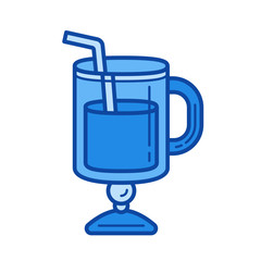 Hot wine vector line icon isolated on white background. Hot wine line icon for infographic, website or app. Blue icon designed on a grid system.