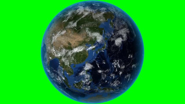 Turkmenistan. 3D Earth in space - zoom in on Turkmenistan outlined. Green screen background