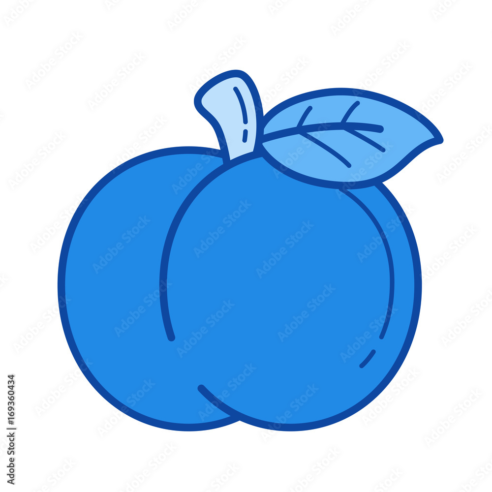 Poster peach vector line icon isolated on white background. peach line icon for infographic, website or app