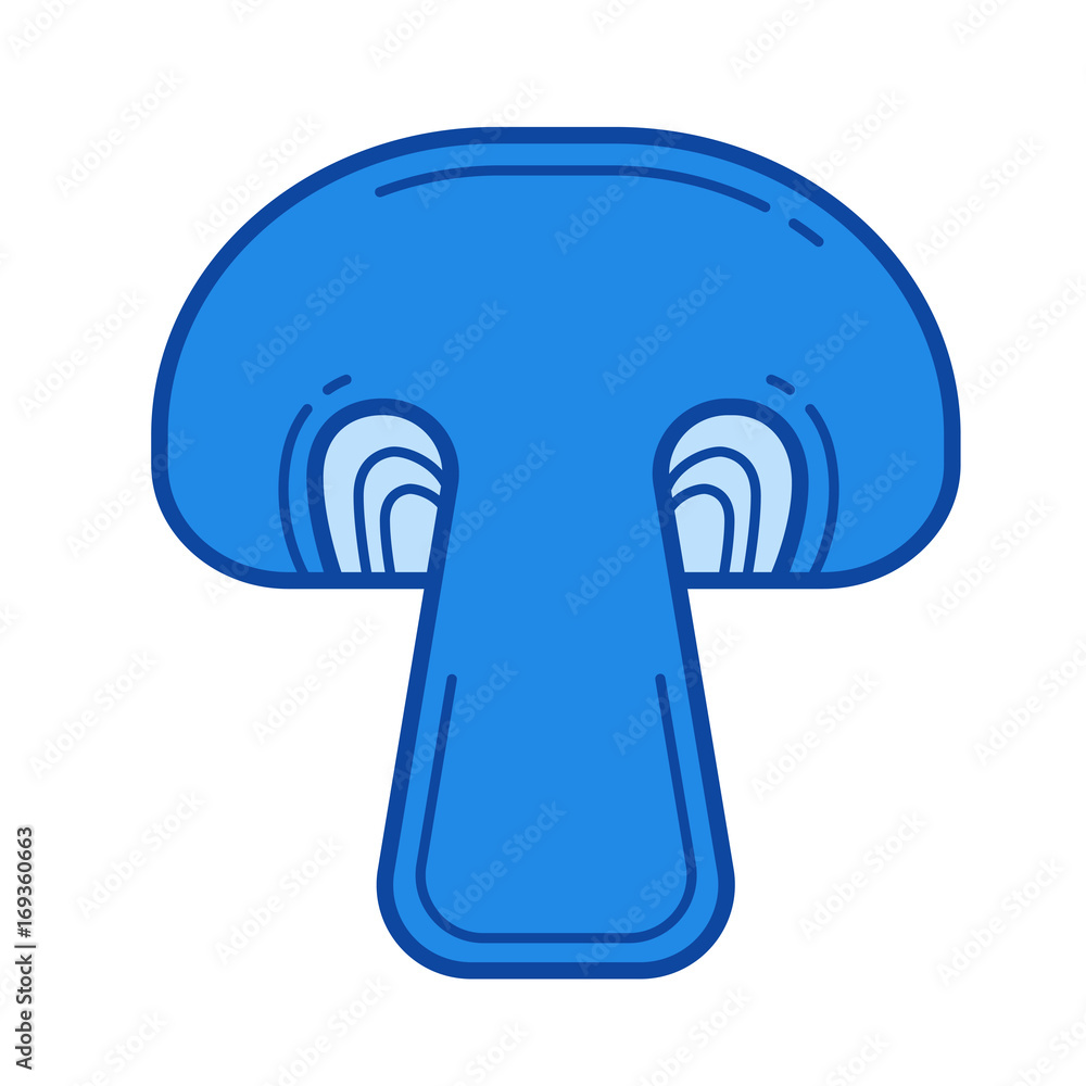 Poster button mushroom vector line icon isolated on white background. button mushroom line icon for infogra