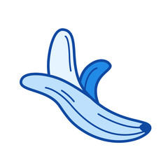 Banana vector line icon isolated on white background. Banana line icon for infographic, website or app. Blue icon designed on a grid system.