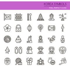 Korea Symbols , Thin Line and Pixel Perfect Icons.