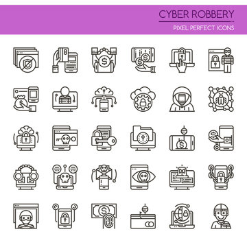 Cyber Robbery Elements , Thin Line and Pixel Perfect Icons.