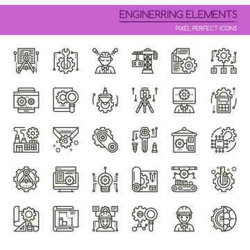 Engineering Elements , Thin Line and Pixel Perfect Icons.