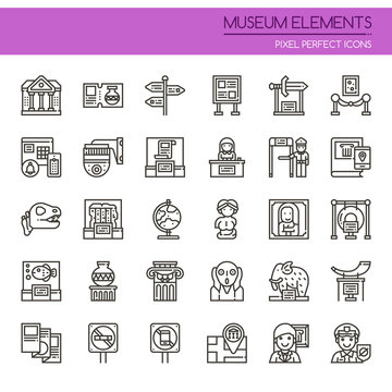 Museum Elements , Thin Line and Pixel Perfect Icons.