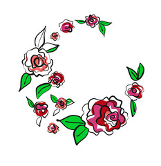 Floral background with roses hand drawn. Vector illustration hand drawn, for banner, poster, card, invitation and scrapbook.