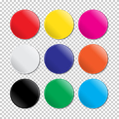 Vector isolated colored badges on transparent background.