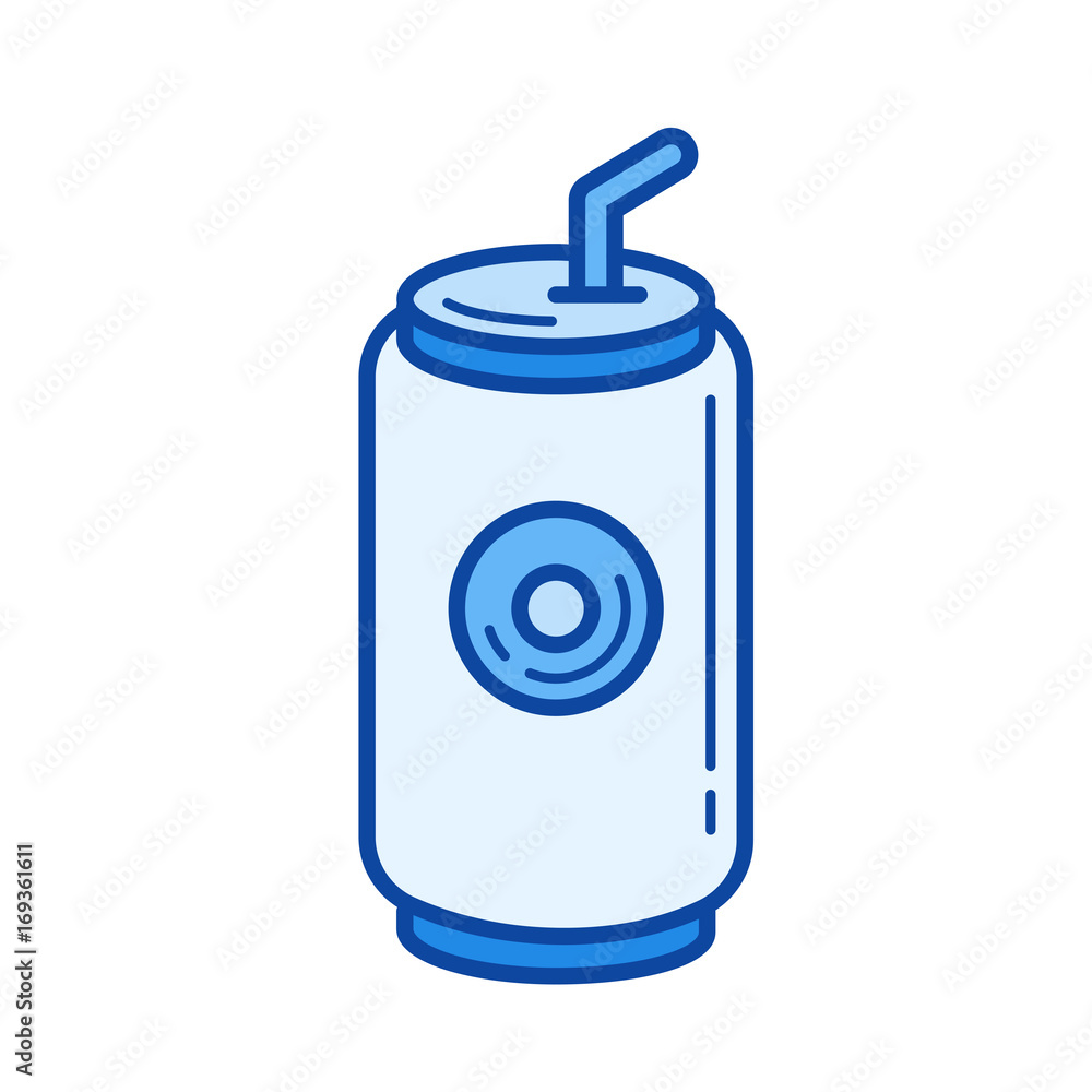 Poster soda can vector line icon isolated on white background. soda can line icon for infographic, website 