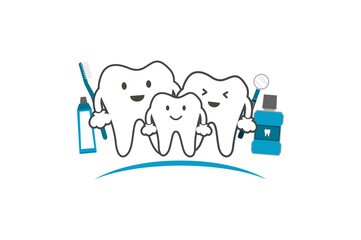 Obraz na płótnie Canvas healthy teeth family smile and happy, dental care concept