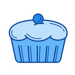 Muffin vector line icon isolated on white background. Muffin line icon for infographic, website or app. Blue icon designed on a grid system.