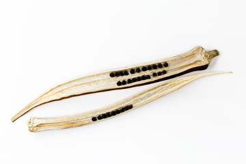 Fototapeta premium Dried Abelmoschus esculentus / Okra seed isolated on a white background.