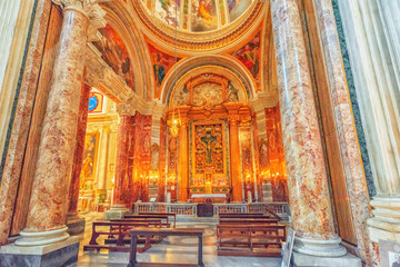 Fototapeta na wymiar Inside the Church of St. Ignatius of Loyola at Campus Martius (Italian: Chiesa di Sant'Ignazio di Loyola in Campo Marzio. Italy.