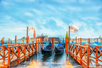 Views of the most beautiful canal of Venice - Grand Canal water streets, and view on  San Giorgio...