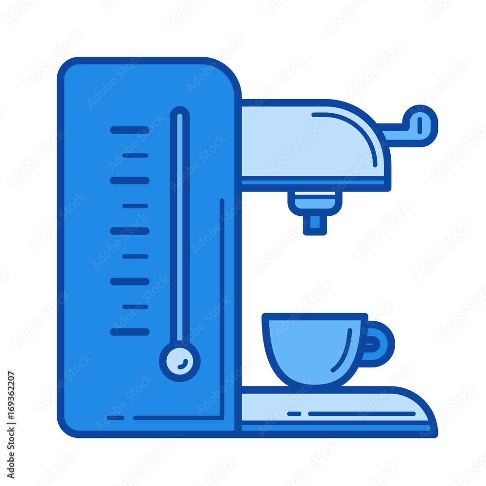 Poster coffee maker vector line icon isolated on white background. coffee maker line icon for infographic, 