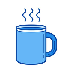 Coffee mug vector line icon isolated on white background. Coffee mug line icon for infographic, website or app. Blue icon designed on a grid system.