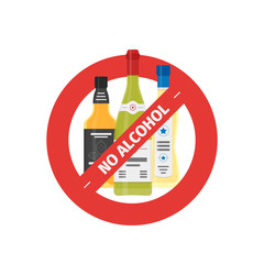 Vector flat stop drinking icon of alcohol bottles