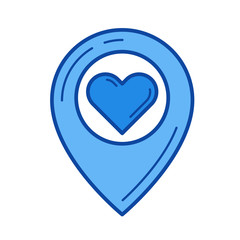 Lovely place vector line icon isolated on white background. Lovely place line icon for infographic, website or app. Blue icon designed on a grid system.