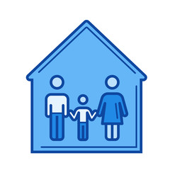 Family house vector line icon isolated on white background. Family house line icon for infographic, website or app. Blue icon designed on a grid system.
