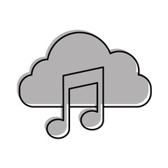 cloud computing with music note isolated icon vector illustration design
