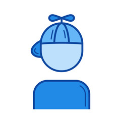 Teenager vector line icon isolated on white background. Teenager line icon for infographic, website or app. Blue icon designed on a grid system.