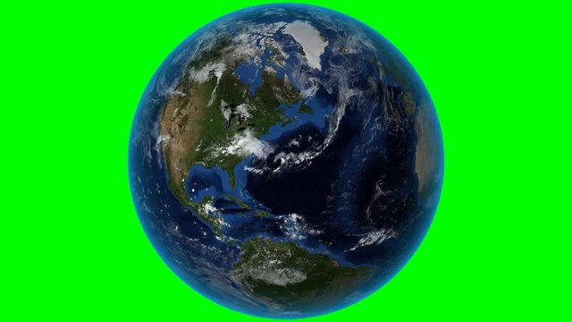 United States. 3D Earth in space - zoom in on United States outlined. Green screen background