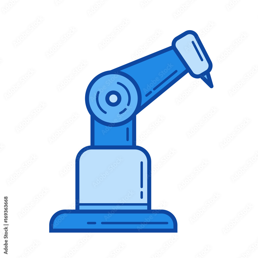 Poster industrial robot vector line icon isolated on white background. industrial robot line icon for infog