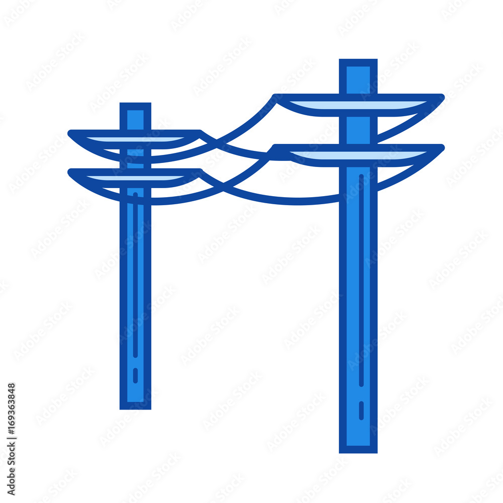 Poster power line vector line icon isolated on white background. power line icon for infographic, website o